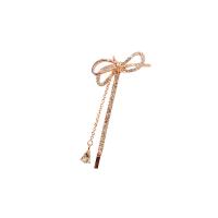 Hair Slide, Zinc Alloy, Bowknot, rose gold color plated, for woman & with rhinestone 