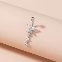 Belly ring Jewelry, laiton, papillon, Placage de couleur platine, pavé de micro zircon & pour femme Vendu par PC