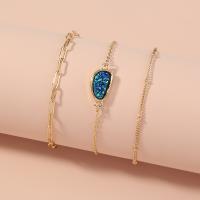 alliage de zinc Set de bracelet, plaqué de couleur d'or KC, trois couches & pour femme Environ 6.3 pouce, Vendu par PC