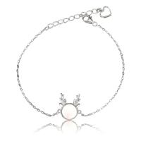 Moonstone Bracelet, 925 Sterling Silver, with Moonstone, platinum color plated, for woman Approx 5.9 Inch 