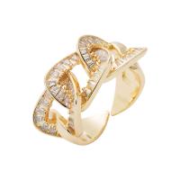 Cubic Zirconia Micro Pave Brass Finger Ring, 18K gold plated, Unisex & micro pave cubic zirconia, 20mm 
