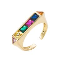 Cubic Zirconia Micro Pave Brass Finger Ring, 18K gold plated, Unisex & micro pave cubic zirconia 20mm 