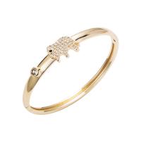 Brass Bangle, 18K gold plated & micro pave cubic zirconia & for woman, 55mm 