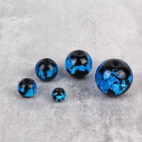 Silver Foil Lampwork Beads, Round, polished, DIY 