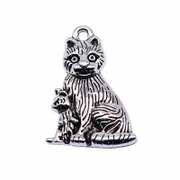 Zinc Alloy Animal Pendants, Cat, plated, silver color 