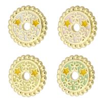 Enamel Brass Pendants, Round, gold color plated, fashion jewelry & DIY & for woman, Crystal Golden Shadow (Steel) 