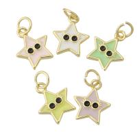 Enamel Brass Pendants, Star, gold color plated, fashion jewelry & DIY & for woman Approx 3mm 