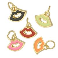 Enamel Brass Pendants, Lip, gold color plated, fashion jewelry & DIY & for woman Approx 3mm 