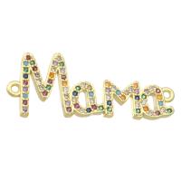 Conector de Micro Pavé de Zirconía Cúbica en Latón, metal, Carta del alfabeto, chapado en color dorado, Joyería & Bricolaje & micro arcilla de zirconia cúbica & para mujer, multicolor, 33x13x2mm, Vendido por UD