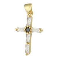 Cubic Zirconia Micro Pave Brass Pendant, Cross, gold color plated, fashion jewelry & DIY & micro pave cubic zirconia & for woman, golden Approx 3mm 