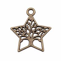 Zinc Alloy Star Pendant, plated, vintage & tree of life design & Unisex & hollow 