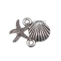 Zinc Alloy Charm Connector, Shell, plated, vintage & 1/1 loop 