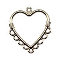 Zinc Alloy Charm Connector, Heart, KC gold color plated, vintage & 1/9 loop & hollow 