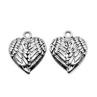 Wing Shaped Zinc Alloy Pendants, Winged Heart, antique silver color plated, vintage & Unisex 