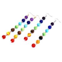 Gemstone Drop Earring, Natural Stone, zinc alloy earring hook, Round, plated, for woman 