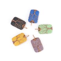Lava Pendants, with Copper Alloy, Rectangle, antique copper color plated, dyed & for woman 