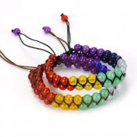 Gemstone Woven Ball Bracelets, Natural Stone, Round, for woman Approx 8.66 Inch 