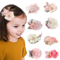 Children Hair Clip, Cloth, Flower, handmade, Girl mixed colors, 76.1mm 