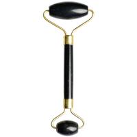 Obsidian Roller, mit Eisen, goldfarben plattiert, Dual-Tipp & Massage, schwarz, 140x55mm, verkauft von PC
