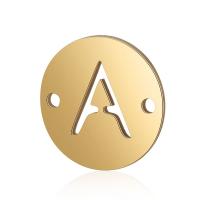 Letter Stainless Steel Connector, 201 Stainless Steel, Alphabet Letter, Vacuum Ion Plating, fashion jewelry & letters are from A to Z & DIY & Unisex & double-hole, golden 