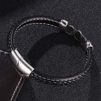 PU Leather Cord Bracelets, with 316L Stainless Steel, Vacuum Plating & for man 