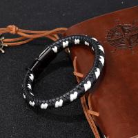 PU Leather Bracelet, with Alloy & Polyester Cord, plated & for man .09 Inch 