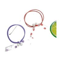Ponytail Holder, Rubber Band, with Plastic Pearl, random style & elastic & for woman, mixed colors, 55mm 