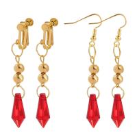 Acryl Tropfen Ohrring, Zinklegierung, mit Acryl, goldfarben plattiert, verschiedene Stile für Wahl & für Frau, rot, 65mm, verkauft von Paar