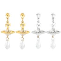 Acrylic Drop Earring, Zinc Alloy, with Acrylic, plated, for woman & with rhinestone 54mm 