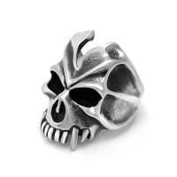 Titanium Steel Finger Ring, Skull, polished, Unisex original color 