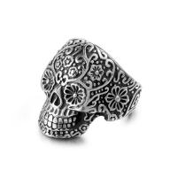 Titanium Steel Finger Ring, Skull, polished, Unisex & blacken, original color 