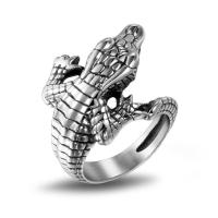 Titanium Steel Finger Ring, Crocodile, polished, Unisex original color 