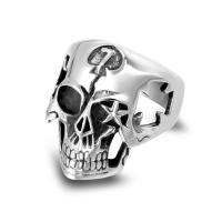 Titanium Steel Finger Ring, Skull, polished, Unisex & hollow, original color 