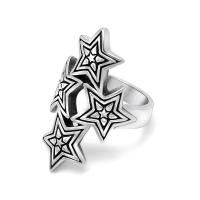Titanium Steel Finger Ring, Star, polished, Unisex original color 