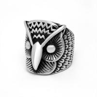 Titanium Steel Finger Ring, Owl, polished, Unisex & blacken, original color 