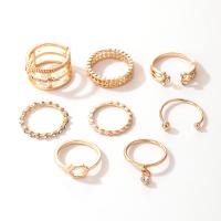 Zinc Alloy Ring Set, plated, 8 pieces & fashion jewelry & for woman & with rhinestone 