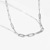 Zirkonia Mikro pflastern Sterlingsilber-Halskette, 925er Sterling Silber, plattiert, Micro pave Zirkonia & für Frau, keine, Länge:52 cm, verkauft von PC