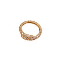 Brass Cuff Finger Ring, micro pave cubic zirconia & for woman, golden, 17mm 