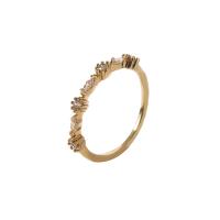 Cubic Zirconia Micro Pave Brass Finger Ring, micro pave cubic zirconia & for woman, golden, 17mm 