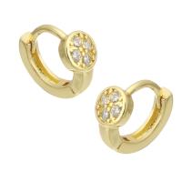 Brass Huggie Hoop Earring, gold color plated, fashion jewelry & micro pave cubic zirconia & for woman, golden 