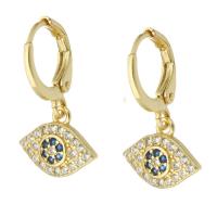 Huggie Hoop Drop Earring, Brass, gold color plated, fashion jewelry & micro pave cubic zirconia & for woman, golden, 22mm 