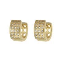 Brass Huggie Hoop Earring, gold color plated, fashion jewelry & micro pave cubic zirconia & for woman, golden 