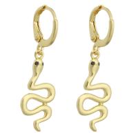 Huggie Hoop Drop Earring, Brass, Snake, gold color plated, fashion jewelry & for woman, golden, 35mm 