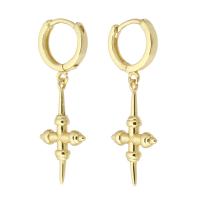 Huggie Hoop Drop Earring, laiton, Placage de couleur d'or, bijoux de mode & pour femme, doré, 34mm, Vendu par paire