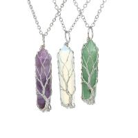 Gemstone Necklaces, Natural Stone, with Brass, Conical, platinum color plated & for woman 60mm Approx 20.87 Inch 