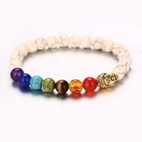 Gemstone Bracelets, Natural Stone, with Zinc Alloy, Round, plated, Unisex 8mm Approx 7.87 Inch 