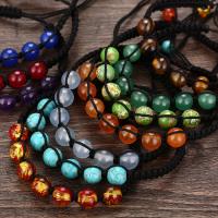 Gemstone Woven Ball Bracelets, Natural Stone, Round & Unisex 8mm Approx 7.87 Inch 
