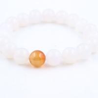 Agate Bracelets, White Agate, with Red Agate, Round, Unisex & radiation protection, white, 10mm Approx 7.5 Inch 