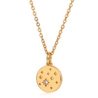 Cubic Zircon Micro Pave Brass Necklace, gold color plated, oval chain & micro pave cubic zirconia & for woman Approx 15.7 Inch 