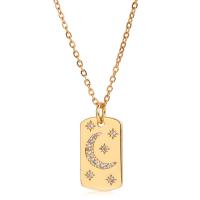 Cubic Zircon Micro Pave Brass Necklace, gold color plated, oval chain & micro pave cubic zirconia & for woman Approx 15.7 Inch 